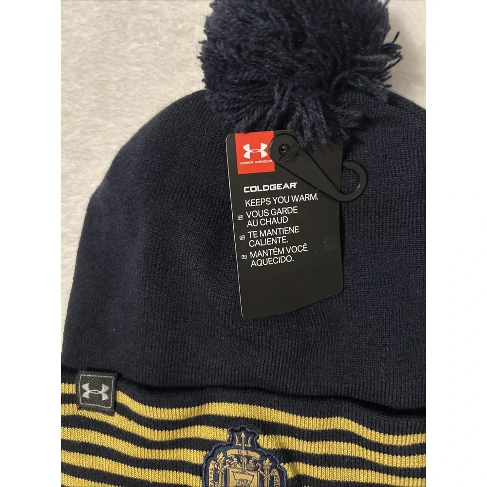 Navy Midshipmen Under Armor Beanie Cap Cuff Striped  NWT